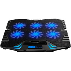 Підставка до ноутбука IceCoorel 10-17", 6*70mm 1800 RPM, 2*USB, + LCD, 365*297*30mm, Black (K8)