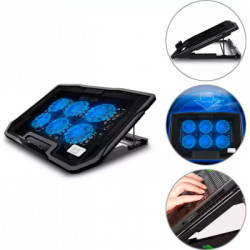 Підставка до ноутбука IceCoorel 10-17", 6*70mm 1800 RPM, 2*USB, + LCD, 365*297*30mm, Black (K8)