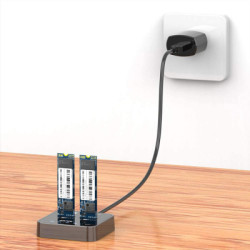 Док-станція для накопичувачів Maiwo 2*NVMe M.2 SSD Key M/B+M USB 3.1 Gen2 Type-C (K3016P)