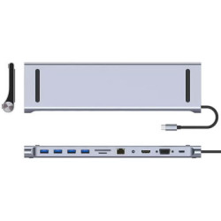 Порт-реплікатор Dynamode 11-in-1 USB-C to HDTV 4K/30Hz, VGA, 1хUSB3.0, RJ45, Type-C PD, Audio, SD/MicroSD (BYL-2003)