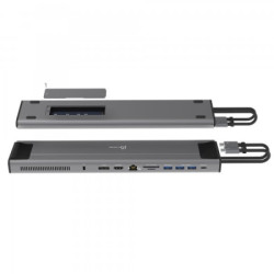 Порт-реплікатор J5create Dock-Station USB-C 10Gbps, 12-in-1 (слот M2 NVMe/хаб/HDMI/DP/PD/картрид/LAN) (JCD552-N)