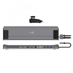 Порт-реплікатор J5create Dock-Station USB-C 10Gbps, 12-in-1 (слот M2 NVMe/хаб/HDMI/DP/PD/картрид/LAN) (JCD552-N)