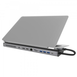 Порт-реплікатор J5create Dock-Station USB-C 10Gbps, 12-in-1 (слот M2 NVMe/хаб/HDMI/DP/PD/картрид/LAN) (JCD552-N)