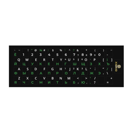 Наклейка на клавіатуру XoKo 48 keys UA/rus green, Latin white (XK-KB-STCK-SM)