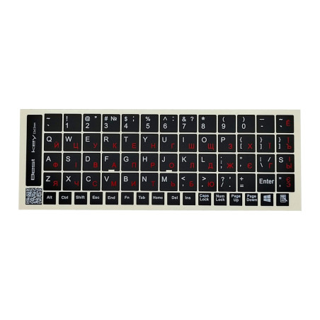 Наклейка на клавіатуру BestKey непрозора чорна, 68, червоний (BK13RED/025)
