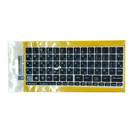 Наклейка на клавіатуру BestKey непрозора чорна, 76, синій (BKU13BLU/013)
