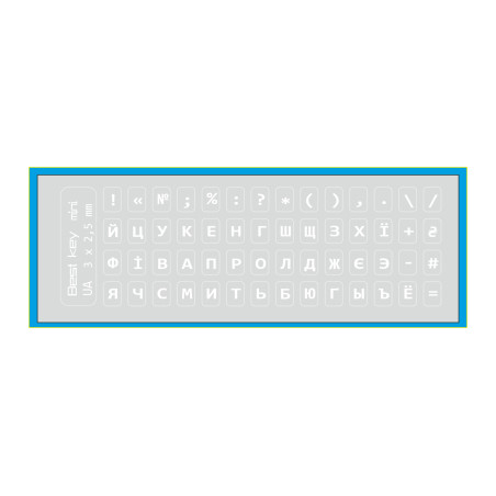 Наклейка на клавіатуру BestKey мініатюрна прозора, 56, білий (BKm3WhTr)