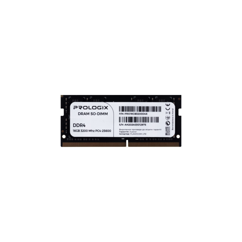 Модуль пам'яті для ноутбука SoDIMM DDR4 16GB 3200 MHz Prologix (PRO16GB3200D4S)