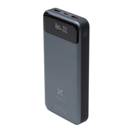 Батарея універсальна Vinga 30000 mAh 100W Display VA Grey (Li-Ion) (VPBB30100)