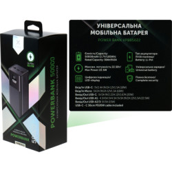 Батарея універсальна Vinga 50000 mAh 22.5W Display Black (VPBB5022)