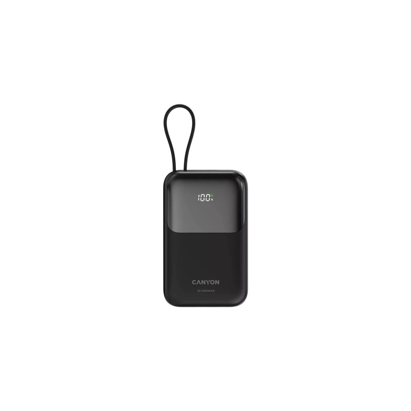 Батарея універсальна Canyon 10000mAh OnPower 101 PD/22.5W built-in cable Black (CNS-CPB101BK)