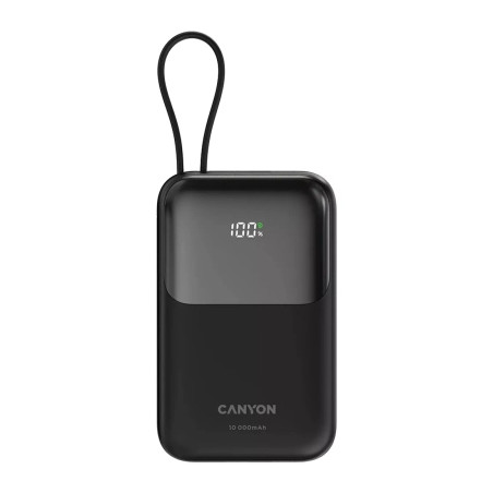Батарея універсальна Canyon 10000mAh OnPower 101 PD/22.5W built-in cable Black (CNS-CPB101BK)