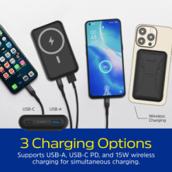 Батарея універсальна Energizer Magnetic Wireless 10000mAh 22.5W PD USB-A, USB-C In/Out, Black (QM10002PQ)