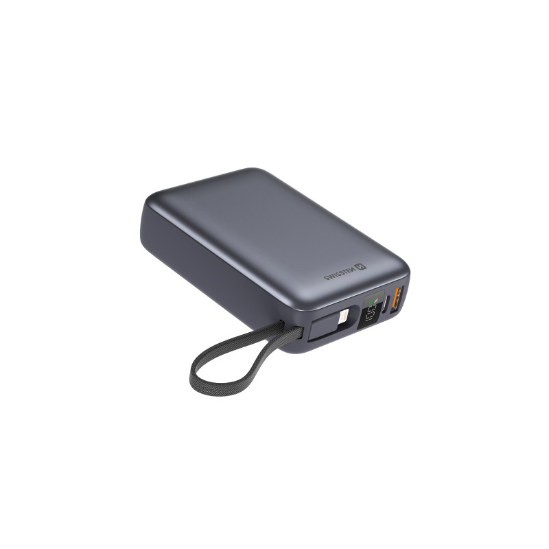 Батарея універсальна SWISSTEN 20000mAh SPACE 22/5W PD QC w/built-in cables USB-C/LIGHTNING Silver (8595217490598)