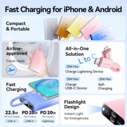 Батарея універсальна Vention 10000mAh 22,5W PD, USB-A, USB-C In/Out, Lightning In/Out, LED display, Blue (FHZL0)