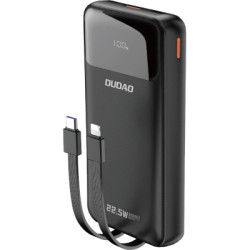 Батарея універсальна Dudao K15Pro 20000mAh PD/22.5W, QC, with built-in cables, Black (6977196682430)