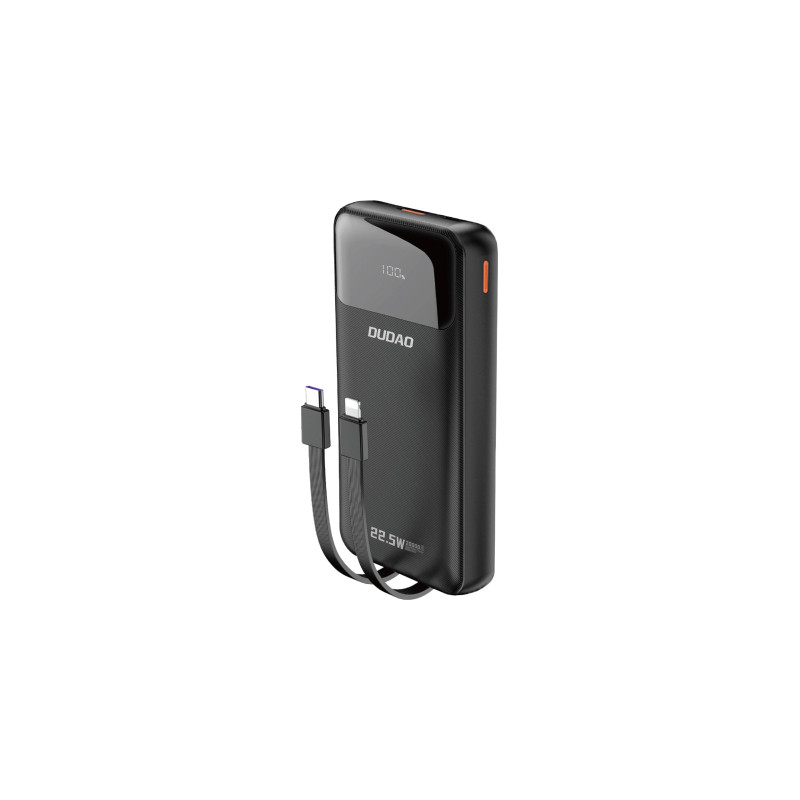 Батарея універсальна Dudao K15Pro 20000mAh PD/22.5W, QC, with built-in cables, Black (6977196682430)