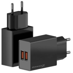 Зарядний пристрій Grand-X 5V 2.1A USB Black (CH-15B)