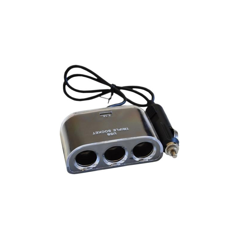 Зарядний пристрій Atcom ES-09 (HUB 3*DC12 + 1*USB, 2.1A) (13151)