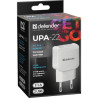 Зарядний пристрій Defender UPA-22 white, 2xUSB, 2.1A (83580)