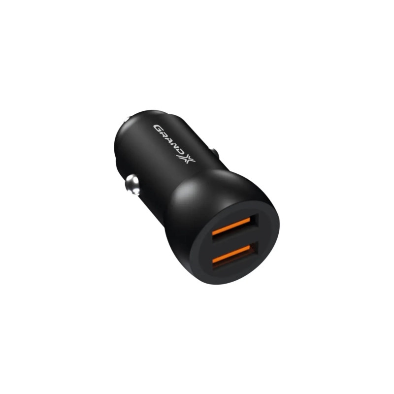 Зарядний пристрій Grand-X car 12-24V Black 2USB 5V/2.4A (CH-26/CH-26B)