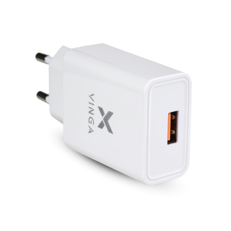 Зарядний пристрій Vinga QC3.0 Quick Wall Charger 1xUSB 18W Max (VWCQAW)