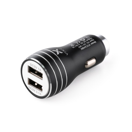 Зарядний пристрій Vinga Dual USB Car Charger aluminium 15.5W Max (VCCAABK)