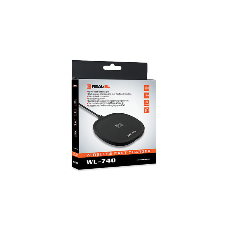 Зарядний пристрій REAL-EL WL-740 black (EL123160019)
