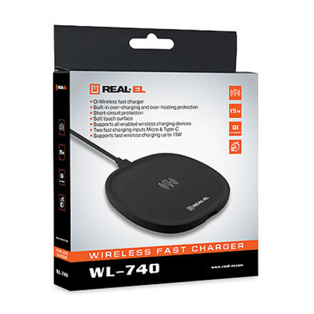 Зарядний пристрій REAL-EL WL-740 black (EL123160019)