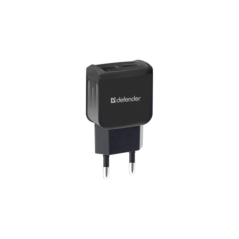 Зарядний пристрій Defender EPA-13 black, 2xUSB, 5V/2.1A, package (83840)