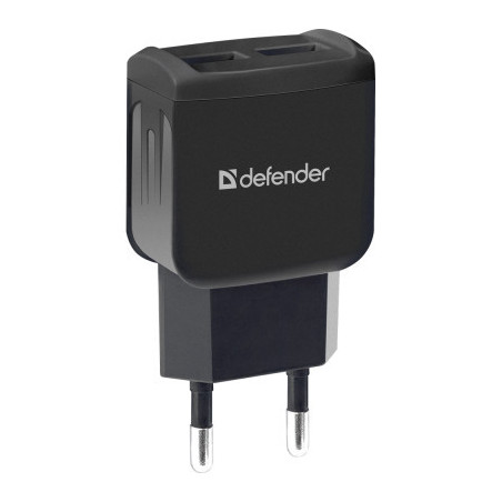 Зарядний пристрій Defender EPA-13 black, 2xUSB, 5V/2.1A, package (83840)