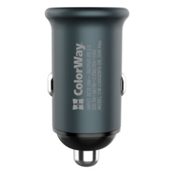 Зарядний пристрій ColorWay 1USB Car ( PD USB Type-C (20W) Gray (CW-CHA028PD-GR)