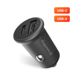 Зарядний пристрій ColorWay 2USB Car (Type-C PD20W + USB QC3.0 ) (38W) Gray (CW-CHA029PD-GR)