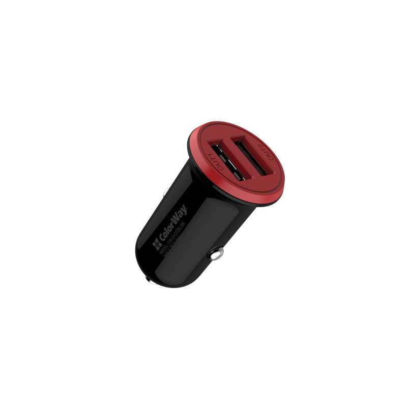 Зарядний пристрій ColorWay 2USB AUTO ID 3.4A (17W) red/black (CW-CHA026-BK)