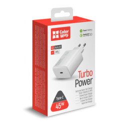 Зарядний пристрій ColorWay Power Delivery Port PPS USB Type-C (45W) white (CW-CHS034PD-WT)