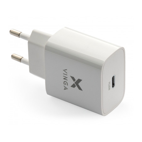 Зарядний пристрій Vinga PD Type-C 20W Charger white (VWCPDC)