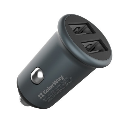 Зарядний пристрій ColorWay 2USB Quick Charge 3.0 (36W) Gray (CW-CHA036Q-GR)