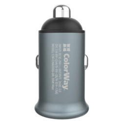 Зарядний пристрій ColorWay 2USB Quick Charge 3.0 (36W) Gray (CW-CHA036Q-GR)
