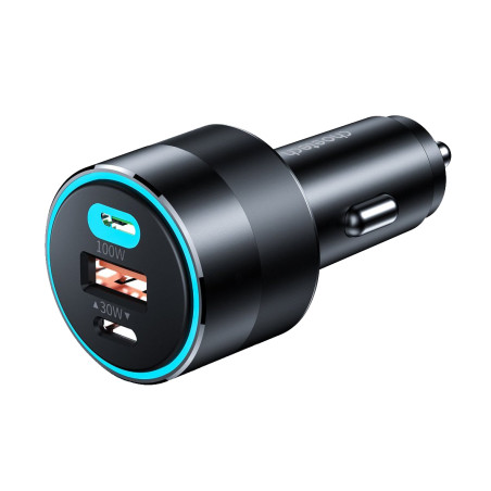 Зарядний пристрій Choetech car 2хUSB-C+USB-A 130W QC3.0/PD/PPS black (TC0011-BK)