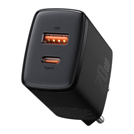 Зарядний пристрій Baseus Compact Quick Charger U+C 20W EU Black (CCXJ-B01)