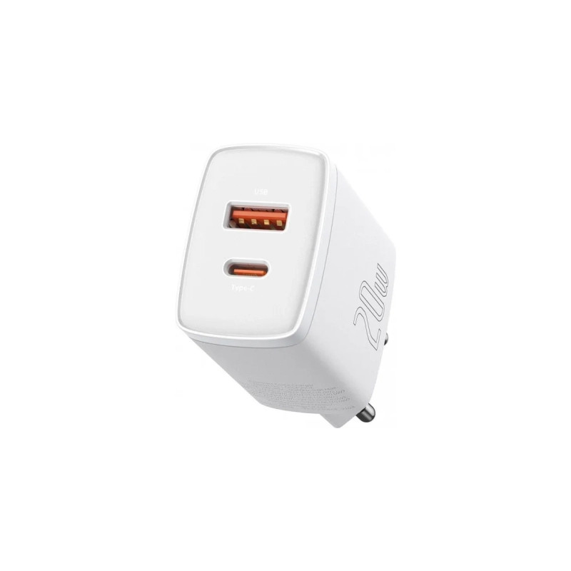 Зарядний пристрій Baseus Compact Quick Charger U+C 20W EU White (CCXJ-B02)