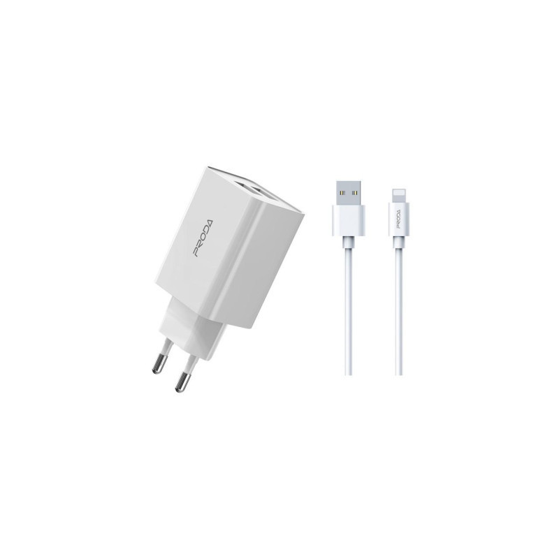 Зарядний пристрій Proda PD-A28i 2хUSB 2.4A + USB Ligthtning 1.0m (PD-A28i-WH)