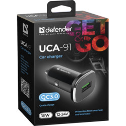 Зарядний пристрій Defender 1xUSB 18W (USB-A) QC3.0 3А UCA-91 (83830)