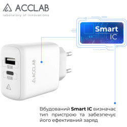 Зарядний пристрій ACCLAB AL-TC220 (1xUSB, 1xType-C) (1283126556494)