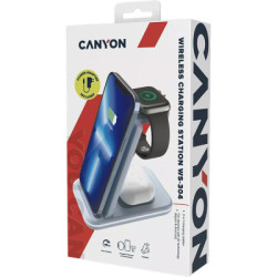 Зарядний пристрій Canyon WS-304 Foldable 3in1 Wireless charger Blue (CNS-WCS304BL)
