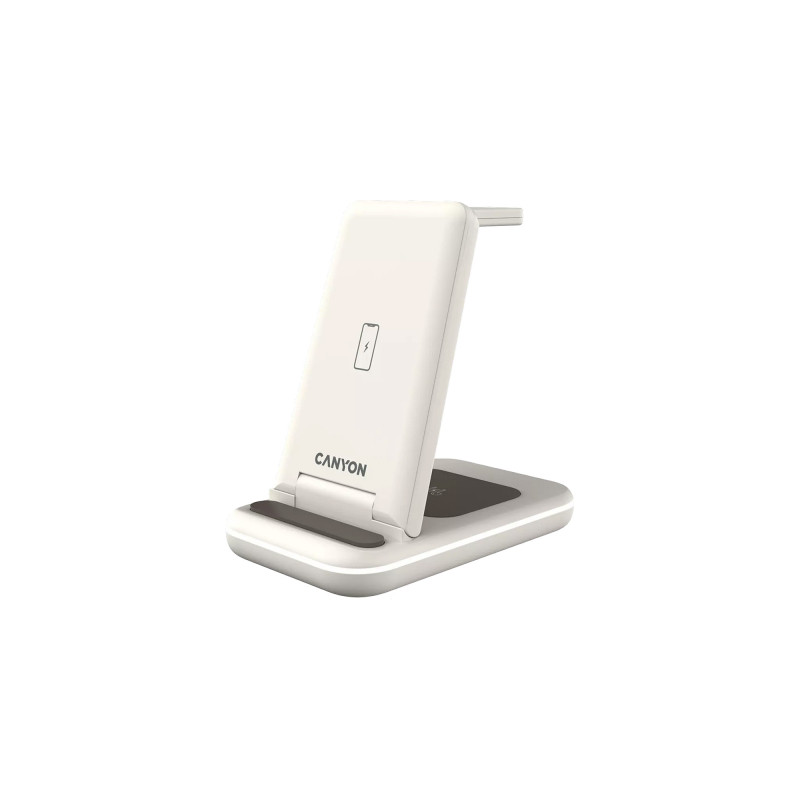Зарядний пристрій Canyon WS-304 Foldable 3in1 Wireless charger Cosmic Latte (CNS-WCS304CL)