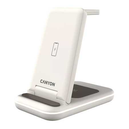 Зарядний пристрій Canyon WS-304 Foldable 3in1 Wireless charger Cosmic Latte (CNS-WCS304CL)