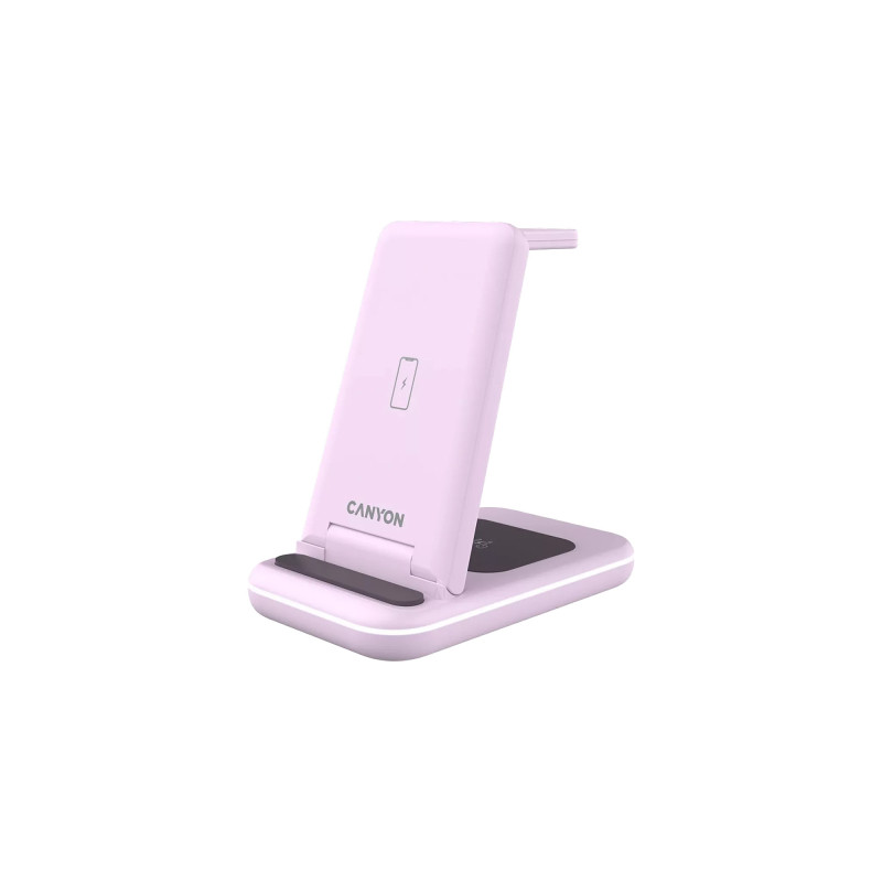 Зарядний пристрій Canyon WS-304 Foldable 3in1 Wireless charger Iced Pink (CNS-WCS304IP)