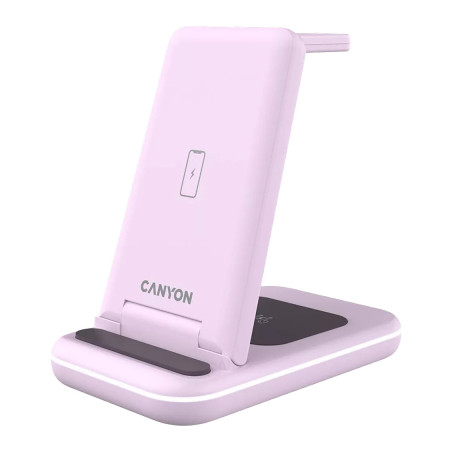 Зарядний пристрій Canyon WS-304 Foldable 3in1 Wireless charger Iced Pink (CNS-WCS304IP)