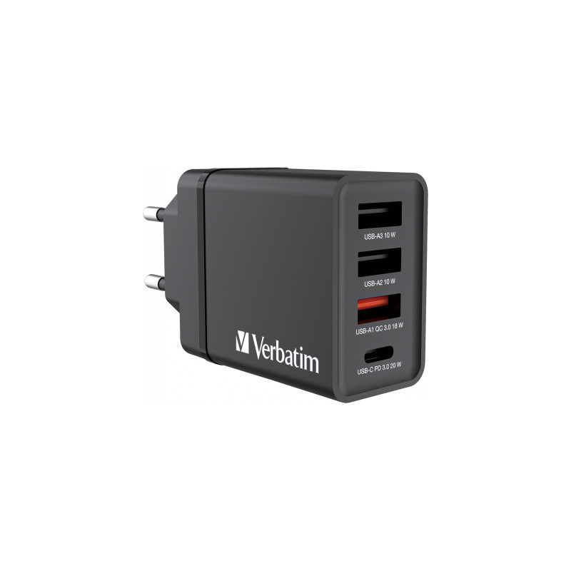 Зарядний пристрій Verbatim USB 30W PD3.0 4-ports black (49700)
